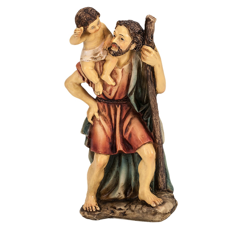 4" Cold Cast Resin Hand Painted Statue of St. Christopher 