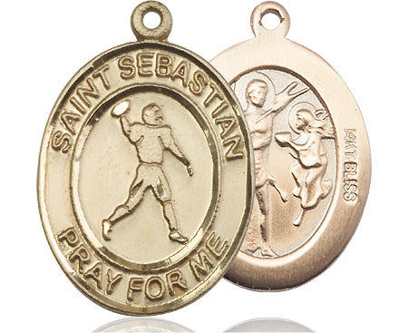 14kt Gold Saint Sebastian Football Medal