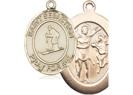14kt Gold Saint Sebastian Skiing Medal