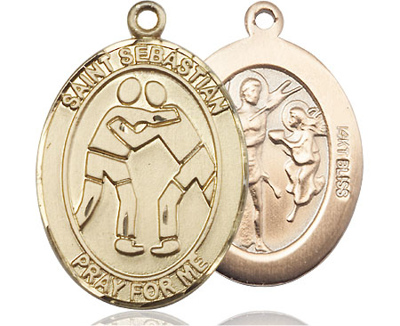 14kt Gold Saint Sebastian Wrestling Medal