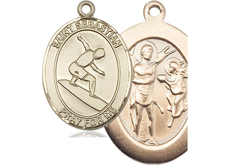 14kt Gold Saint Sebastian Surfing Medal