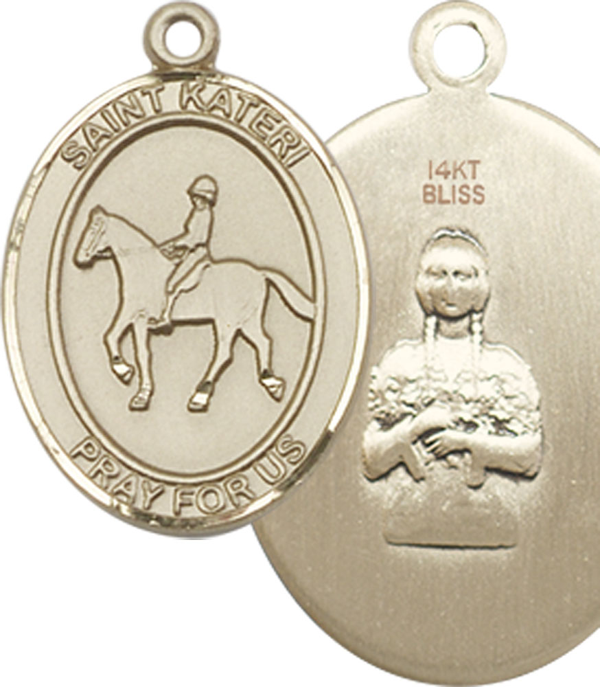 14kt Gold Saint Kateri Equestrian Medal