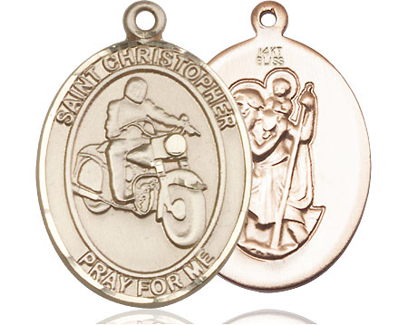 14kt Gold Saint Christopher Motorcycle Medal