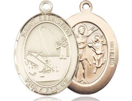 14kt Gold Saint Sebastian Fishing Medal