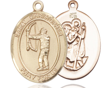 14kt Gold Saint Christopher Archery Medal