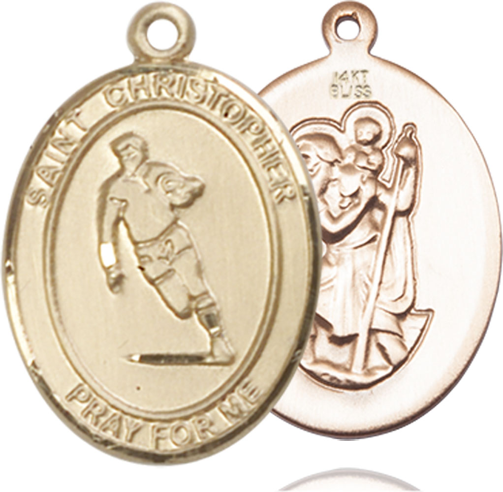 14kt Gold Saint Christopher Rugby Medal