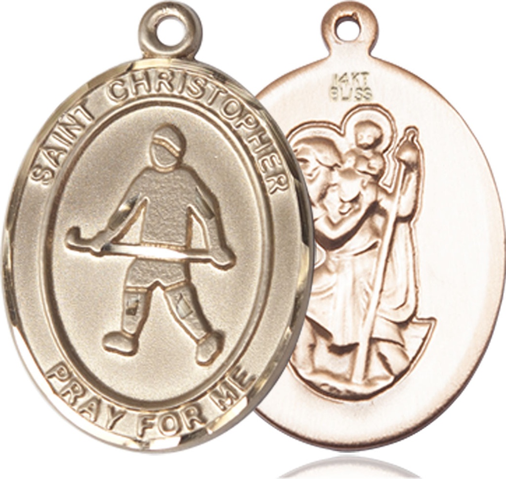 14kt Gold Saint Christopher Field Hockey Medal