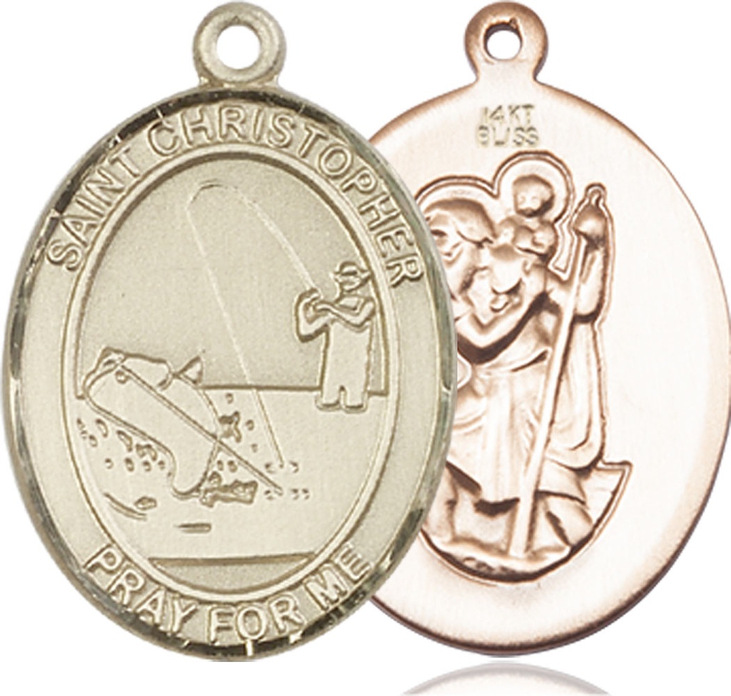14kt Gold Saint Christopher Fishing Medal