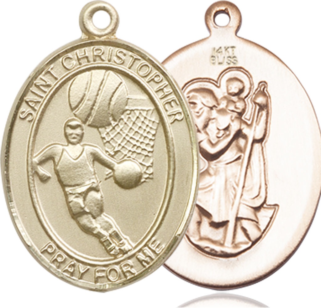 14kt Gold Saint Christopher Basketball Medal