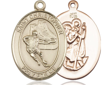 14kt Gold Saint Christopher Hockey Medal