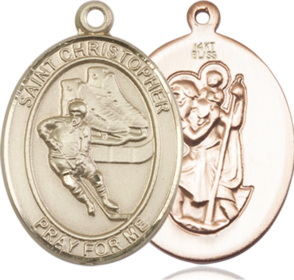 14kt Gold Saint Christopher Hockey Medal