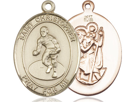 14kt Gold Saint Christopher Wrestling Medal