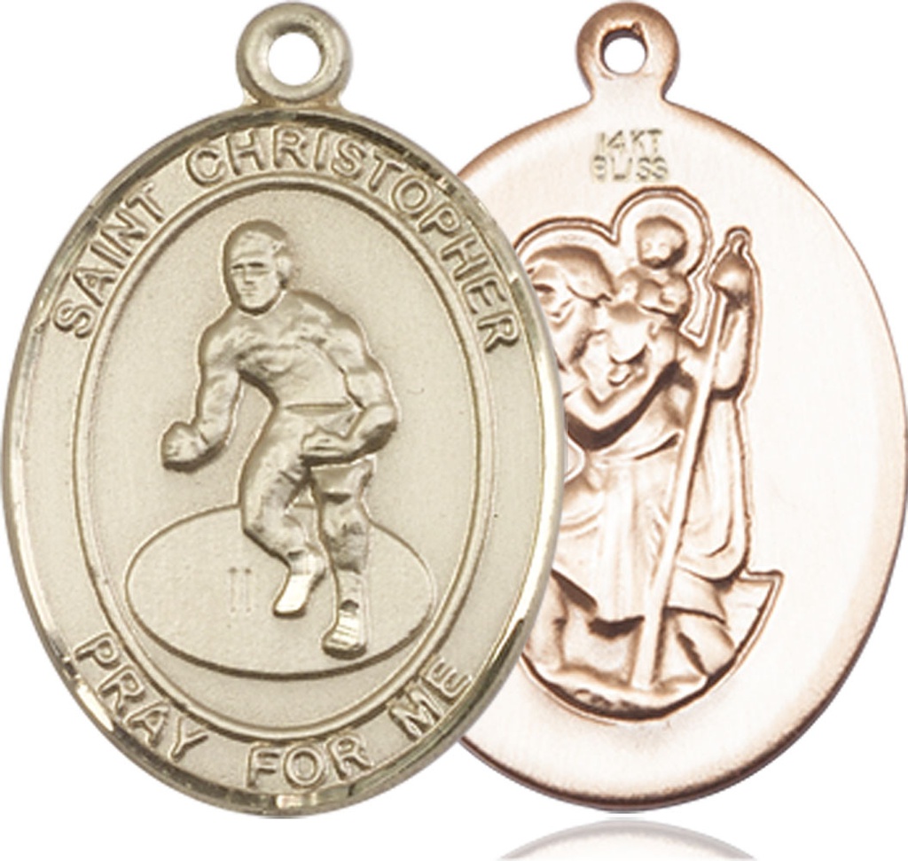 14kt Gold Saint Christopher Wrestling Medal