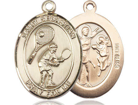 14kt Gold Saint Sebastian Tennis Medal