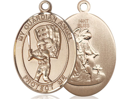 14kt Gold Guardian Angel Baseball Medal