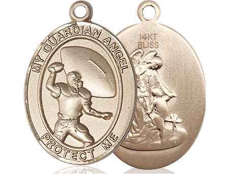 14kt Gold Guardian Angel Football Medal