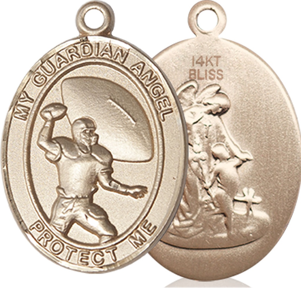 14kt Gold Guardian Angel Football Medal