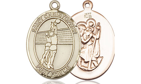 14kt Gold Saint Christopher Volleyball Medal