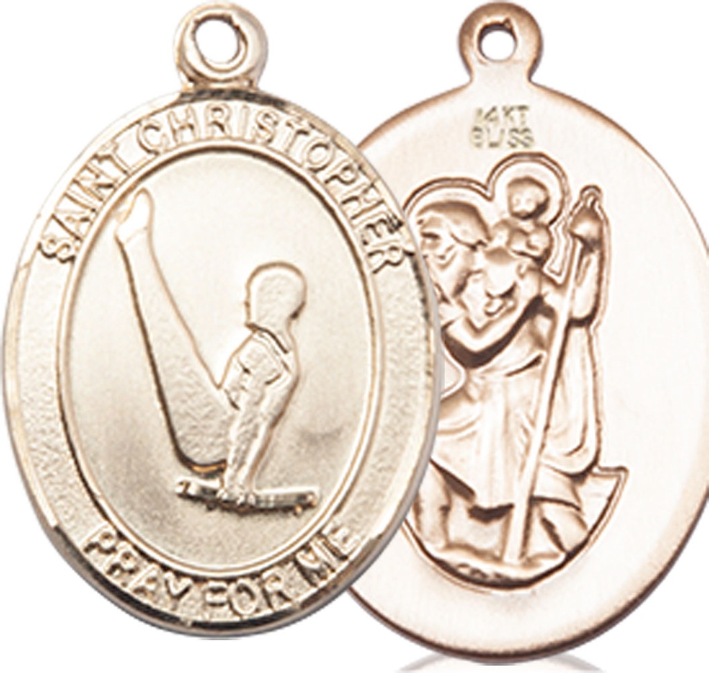 14kt Gold Saint Christopher Gymnastics Medal