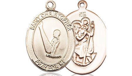 14kt Gold Saint Christopher Gymnastics Medal