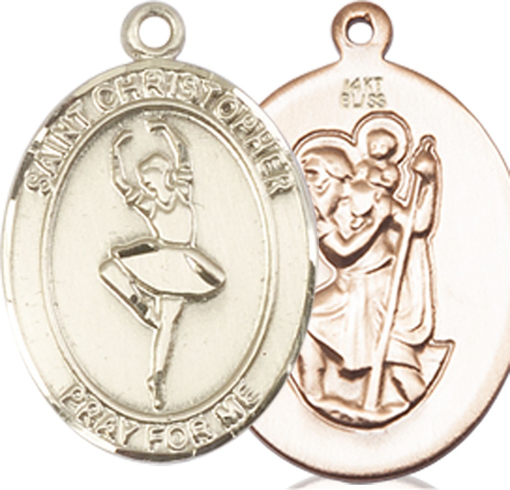 14kt Gold Saint Christopher Dance Medal