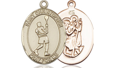 14kt Gold Saint Christopher Lacrosse Medal