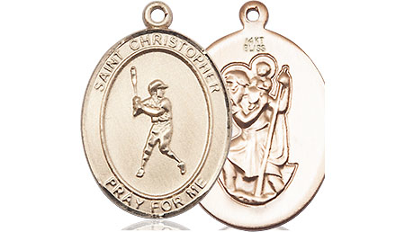 14kt Gold Saint Christopher Baseball Medal