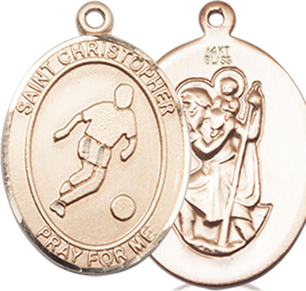 14kt Gold Saint Christopher Soccer Medal