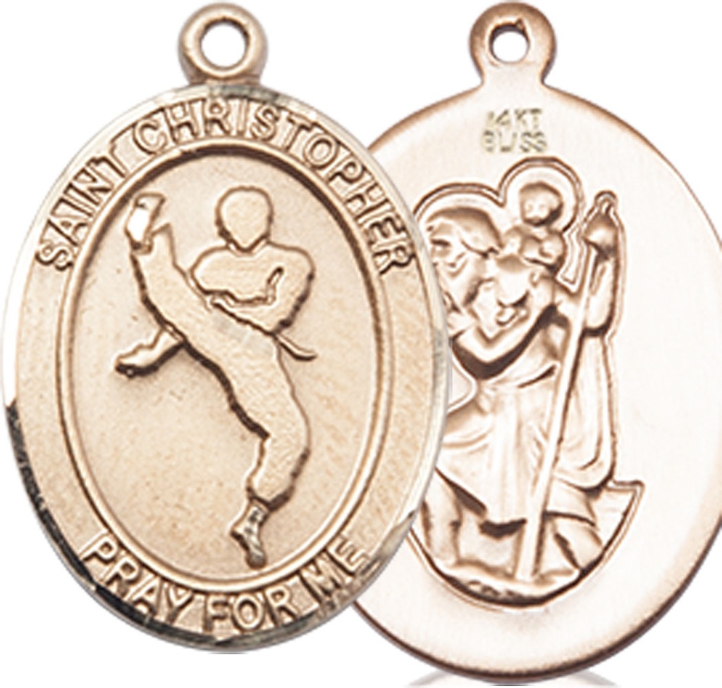 14kt Gold Saint Christopher Martial Arts Medal