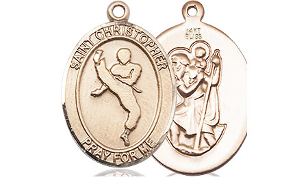 14kt Gold Saint Christopher Martial Arts Medal