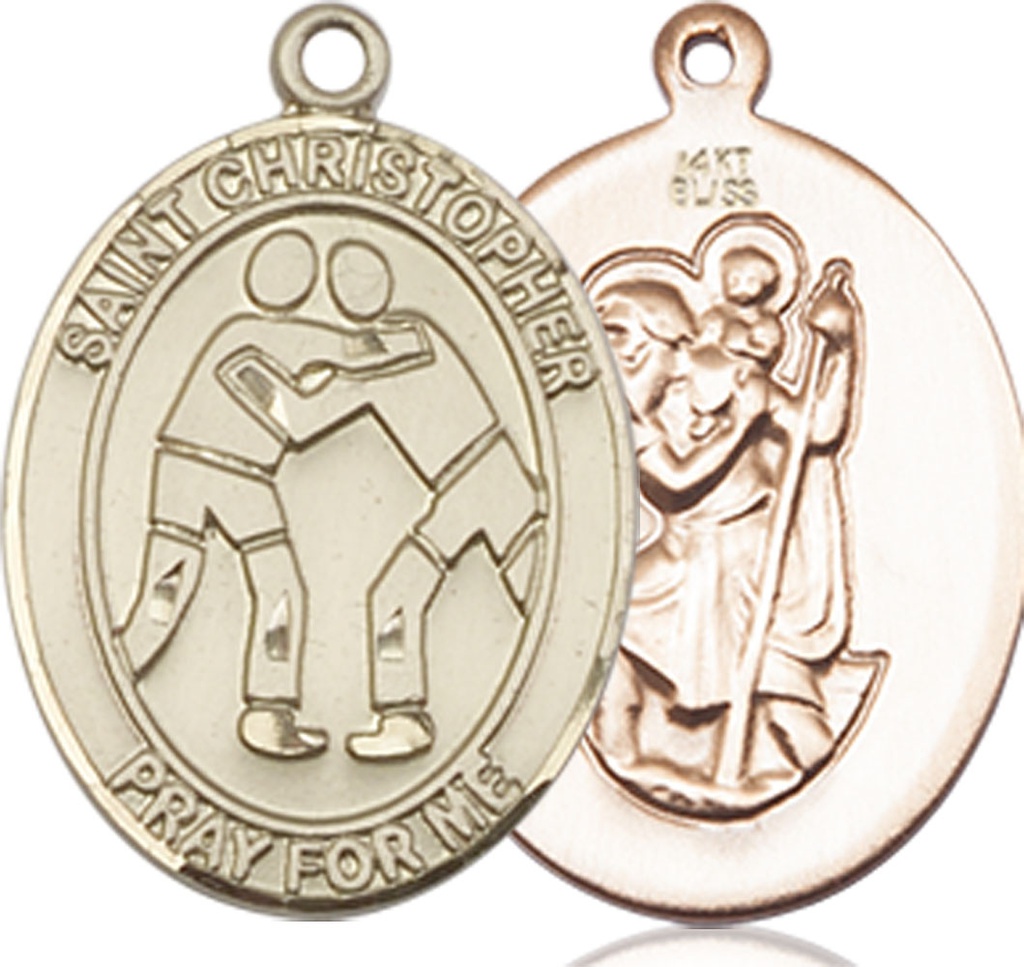 14kt Gold Saint Christopher Wrestling Medal