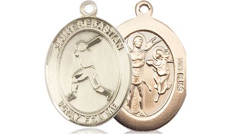 14kt Gold Saint Sebastian Baseball Medal