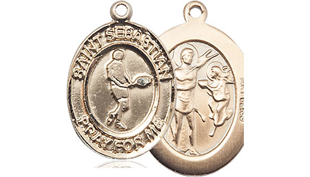 14kt Gold Saint Sebastian Tennis Medal