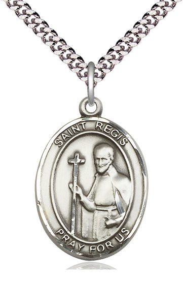 Sterling Silver Saint Regis Pendant on a 24 inch Light Rhodium Heavy Curb chain