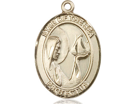 14kt Gold Our Lady Star of the Sea Medal