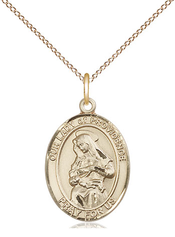 14kt Gold Filled Our Lady of Providence Pendant on a 18 inch Gold Filled Light Curb chain