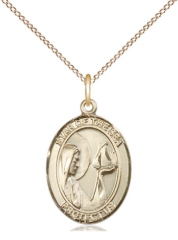 14kt Gold Filled Our Lady Star of the Sea Pendant on a 18 inch Gold Filled Light Curb chain