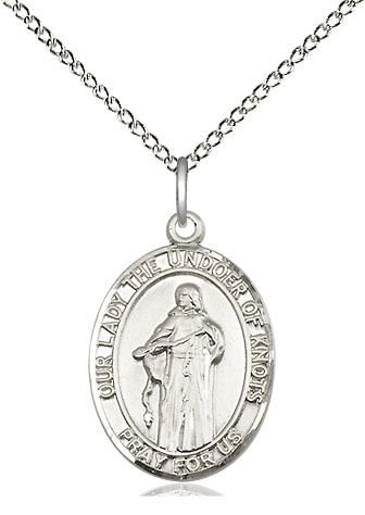 Sterling Silver Our Lady of Knots Pendant on a 18 inch Sterling Silver Light Curb chain