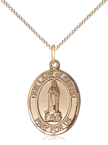 14kt Gold Filled Our Lady of Kibeho Pendant on a 18 inch Gold Filled Light Curb chain