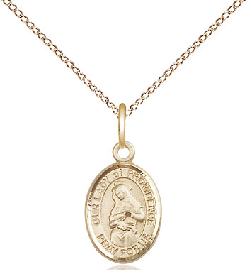 14kt Gold Filled Our Lady of Providence Pendant on a 18 inch Gold Filled Light Curb chain