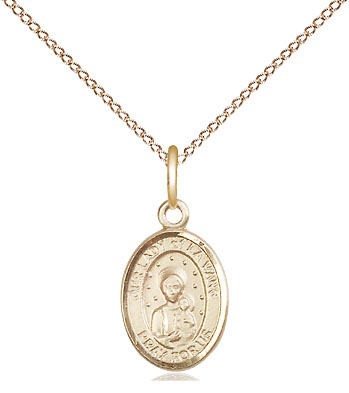 14kt Gold Filled Our Lady of la Vang Pendant on a 18 inch Gold Filled Light Curb chain