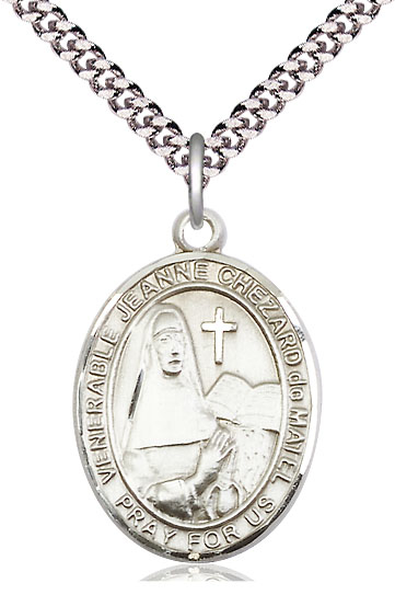 Sterling Silver Jeanne Chezard de Matel Pendant on a 24 inch Light Rhodium Heavy Curb chain