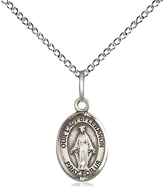 Sterling Silver Our Lady of Lebanon Pendant on a 18 inch Sterling Silver Light Curb chain