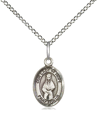 Sterling Silver Our Lady of Hope Pendant on a 18 inch Sterling Silver Light Curb chain