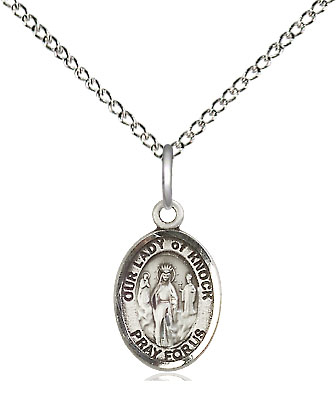 Sterling Silver Our Lady of Knock Pendant on a 18 inch Sterling Silver Light Curb chain