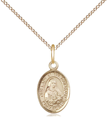 14kt Gold Filled Our Lady of the Railroad Pendant on a 18 inch Gold Filled Light Curb chain