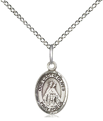 Sterling Silver Our Lady of Olives Pendant on a 18 inch Sterling Silver Light Curb chain