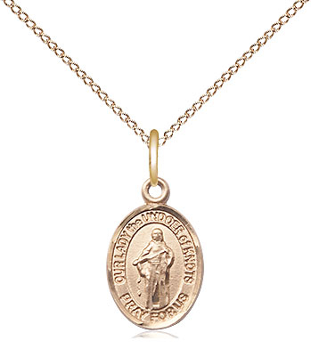 14kt Gold Filled Our Lady of Knots Pendant on a 18 inch Gold Filled Light Curb chain