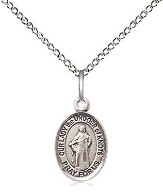 Sterling Silver Our Lady of Knots Pendant on a 18 inch Sterling Silver Light Curb chain