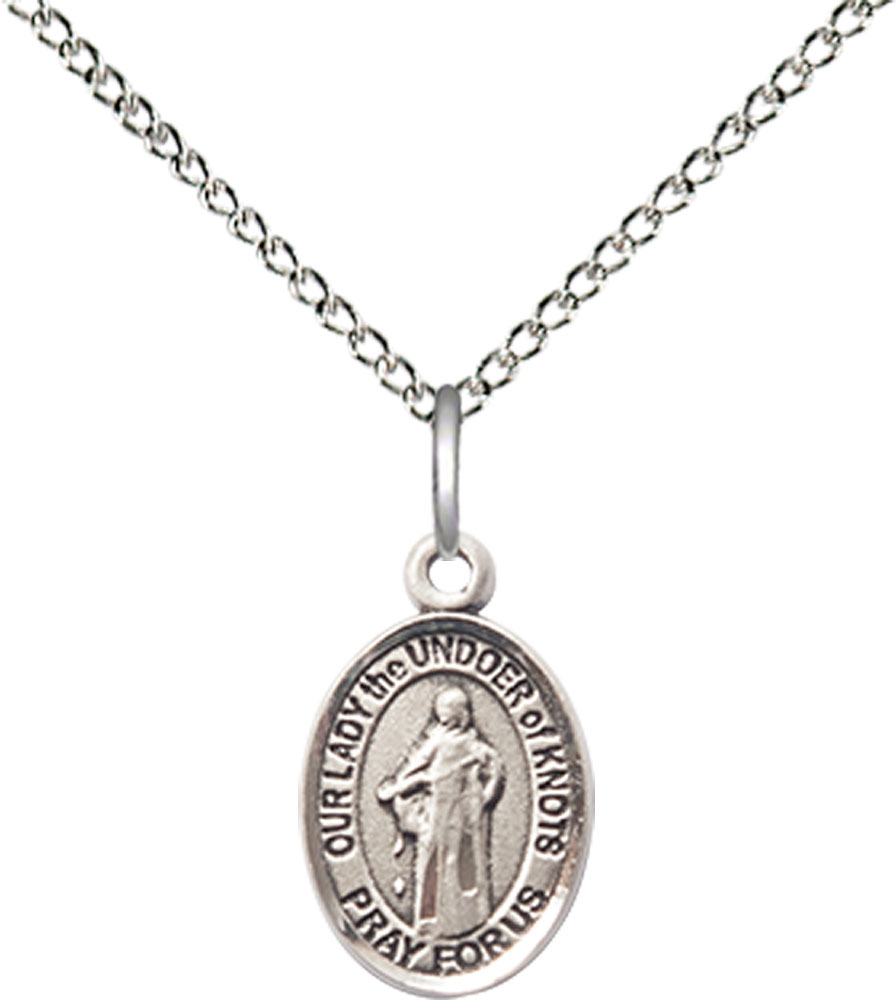Sterling Silver Our Lady of Knots Pendant on a 18 inch Sterling Silver Light Curb chain
